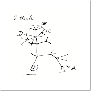 Darwin's I Think Evolutionary Tree Posters and Art